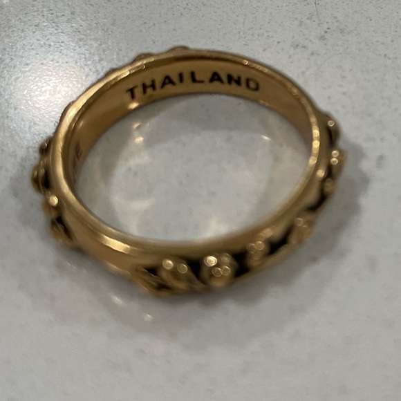 BARSE RING with a beautiful scroll in a brass setting - Picture 2 of 4